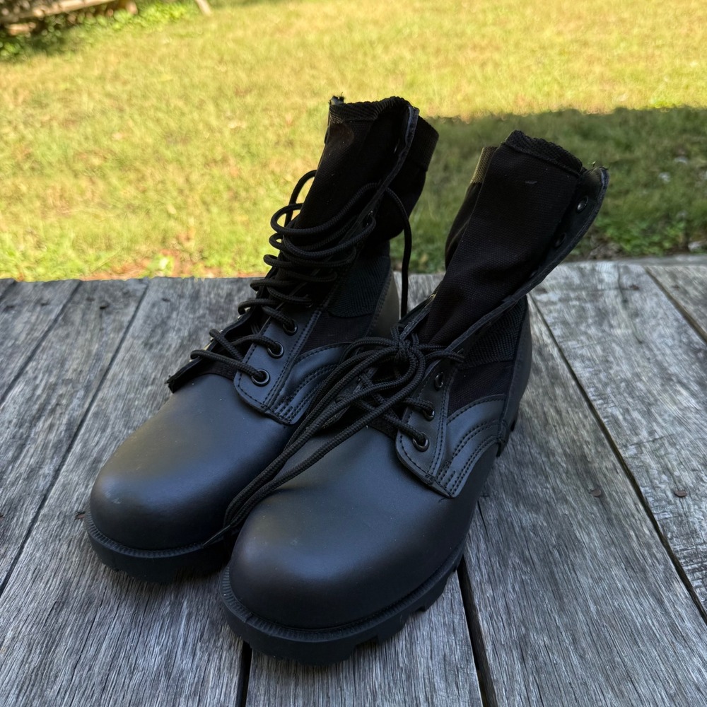 Rothco Speedlace Jungle Boots Black Leather Canvas Tac Mens 7R Clergy Estate